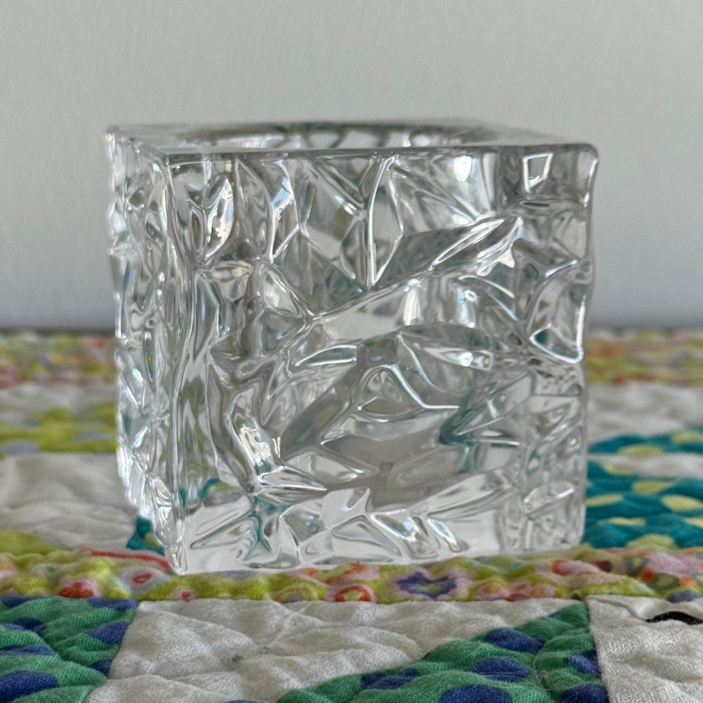 Clear Bavarian Glass Ice Cube Votive Candle Holder by Nachtmann
